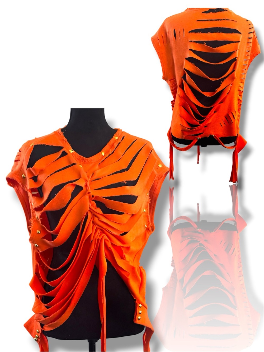 Distressed Cutout Orange Women's Top